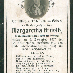Arnold Margaretha Untermühler=Bäuerin